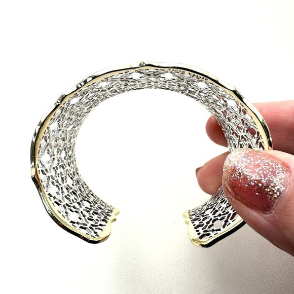Kendra Scott Candice Gold Silver Tone Filigree Wide Cuff Bracelet - Picture 3 of 4